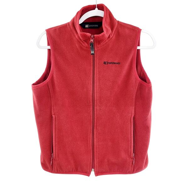 Vtg American Eagle Outfitters Performance Burnt Orange Red Fleece Vest Men's S - Picture 1 of 6